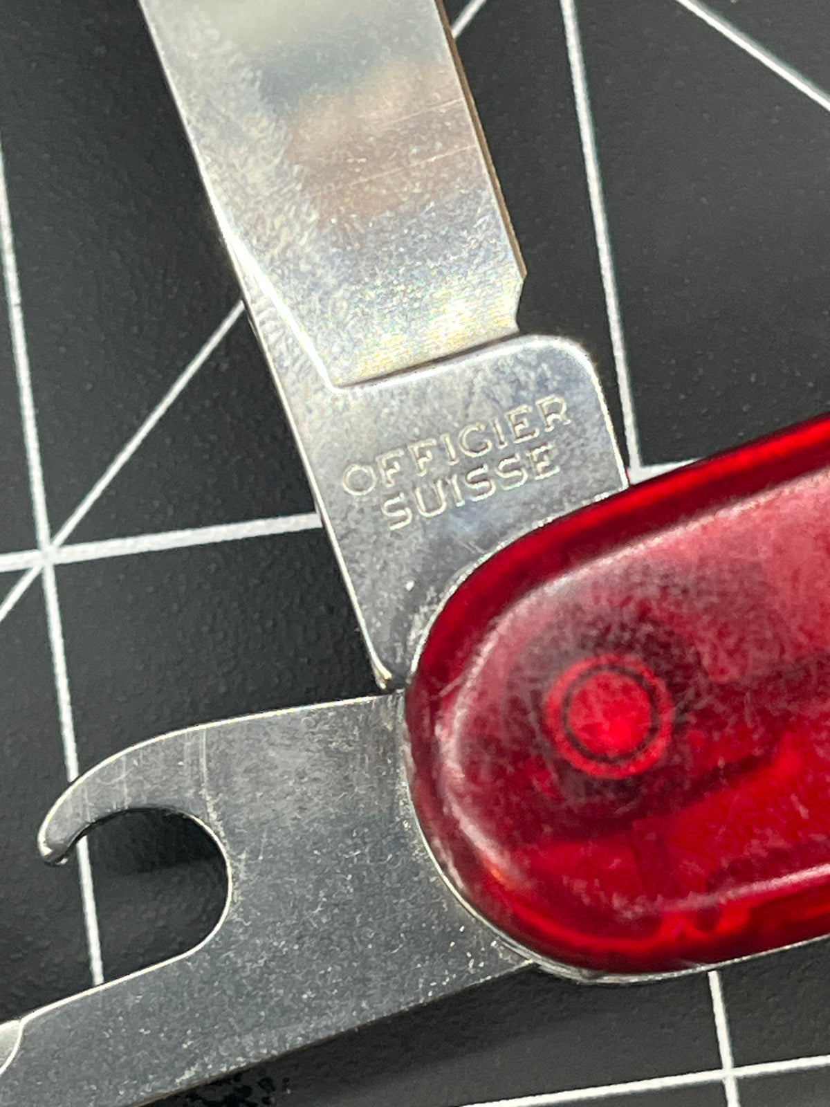 Victorinox Huntsman Swiss Army knife Translucent Ruby Red Pin Clean