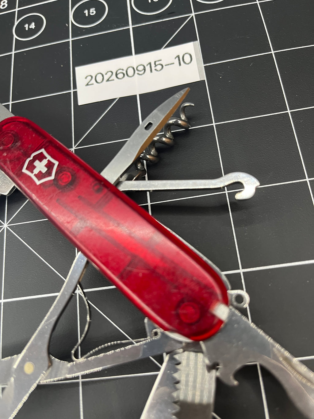 Victorinox Huntsman Swiss Army knife Translucent Ruby Red Pin Clean