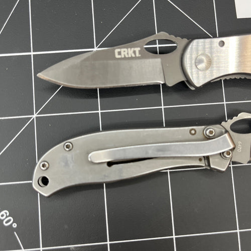 2 Lot Clean CRKT 6470 Pazoda FrameLock Knife Stainless EDC