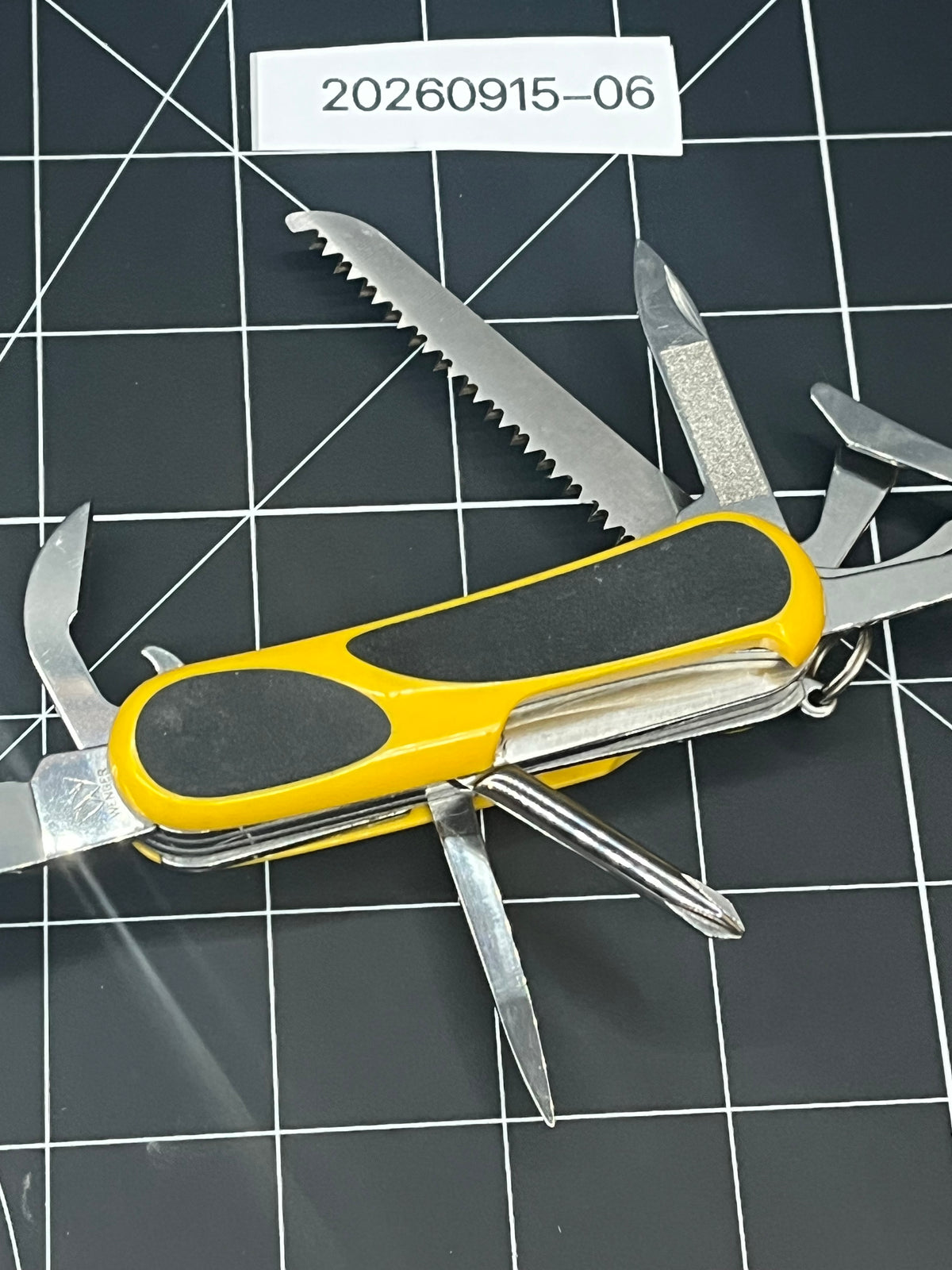 2000s Wenger Delemont SAK EvoGrip 18 85mm Yellow Folding Multi-Tool Pocket Knife