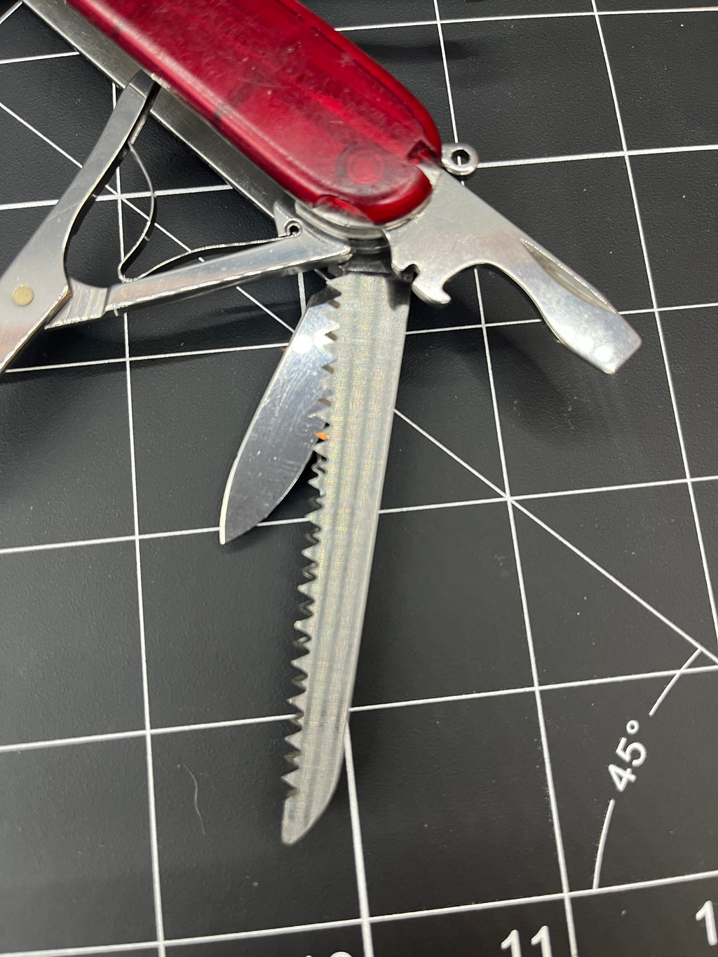 Victorinox Huntsman Swiss Army knife Translucent Ruby Red Pin Clean
