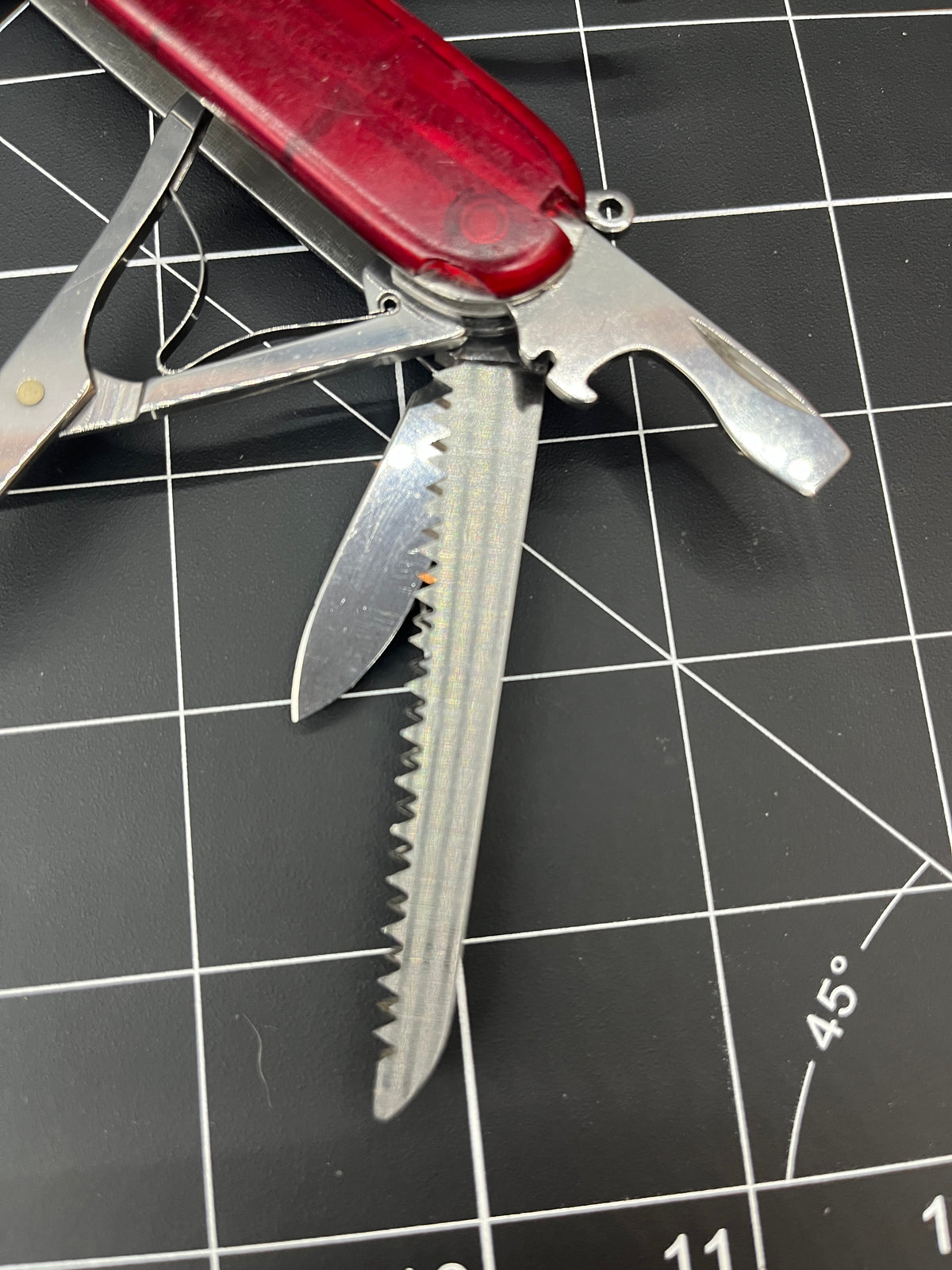 Victorinox Huntsman Swiss Army knife Translucent Ruby Red Pin Clean