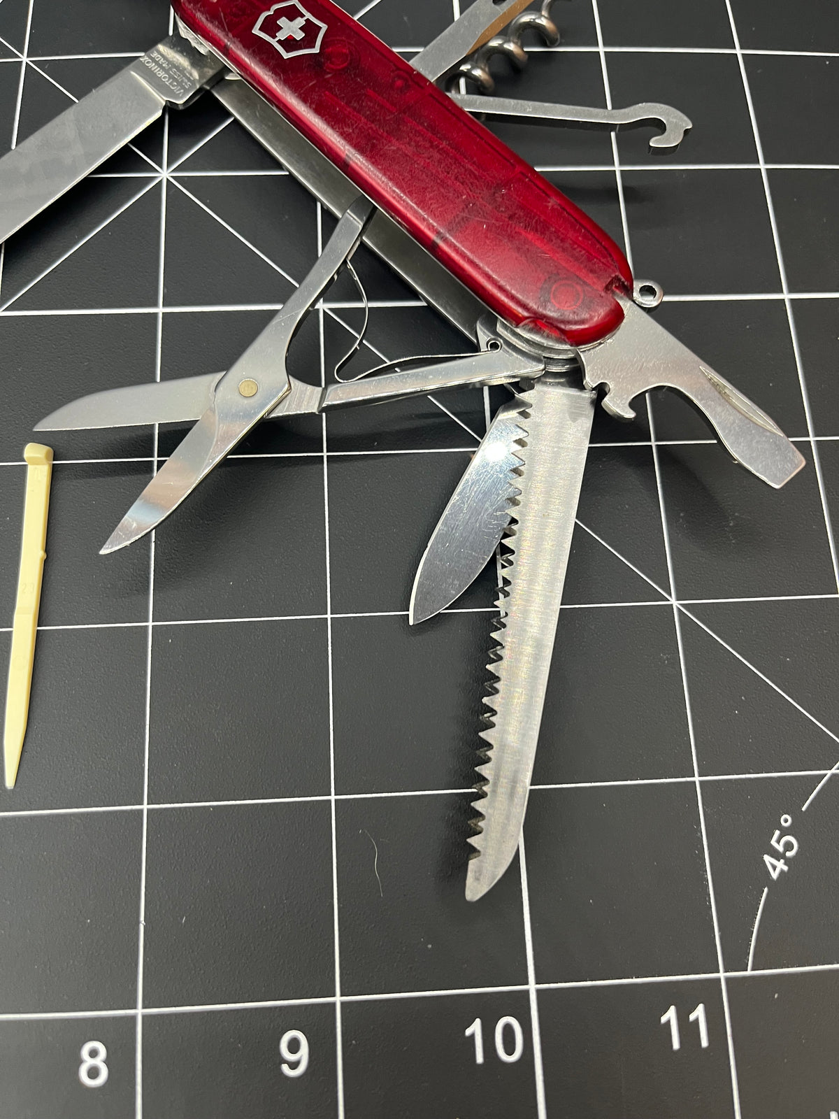 Victorinox Huntsman Swiss Army knife Translucent Ruby Red Pin Clean