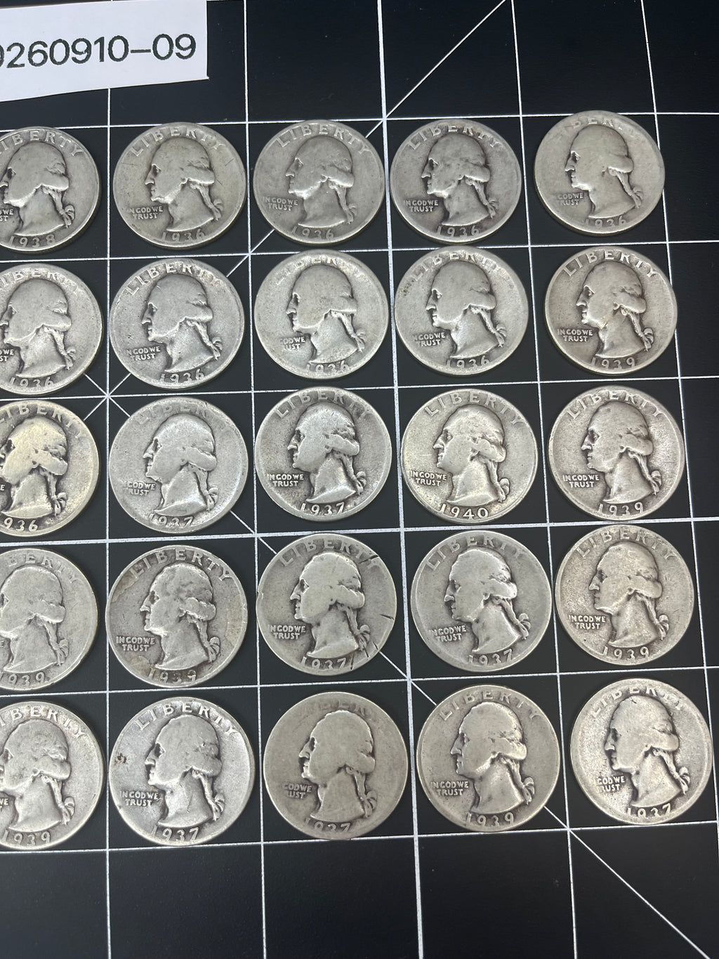40 Silver Quarters – 90% Silver Pre-1965 Washingtons – Solid Bullion Lot -