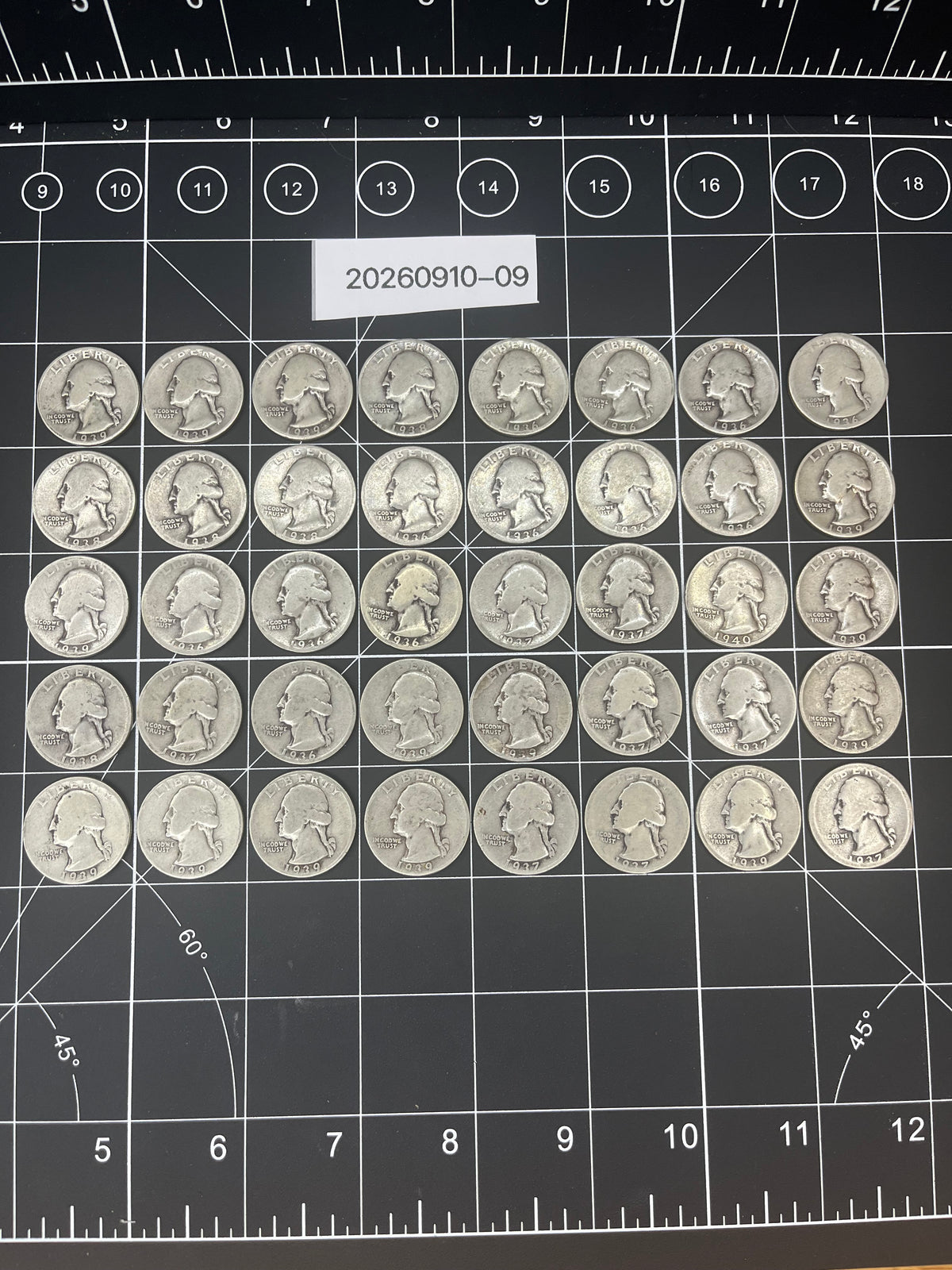 40 Silver Quarters – 90% Silver Pre-1965 Washingtons – Solid Bullion Lot -