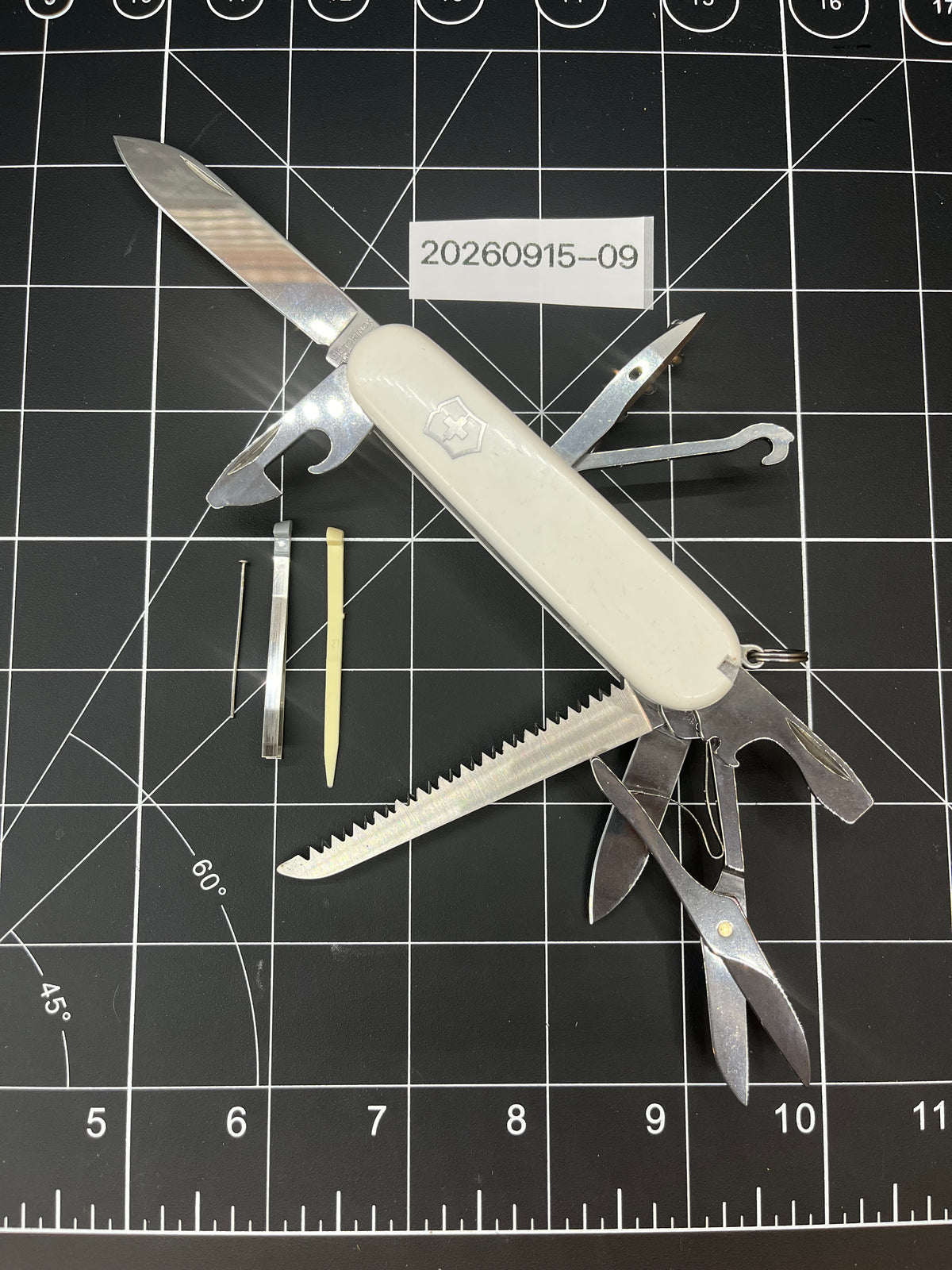 White Victorinox Swiss Army Huntsman Knife Multi Tool! Pin Needle Clean