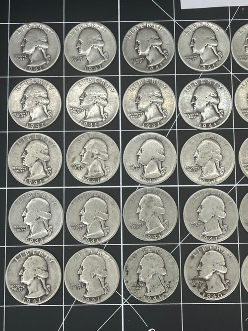 40 Silver Quarters – 90% Silver Pre-1965 Washingtons – Solid Bullion Lot
