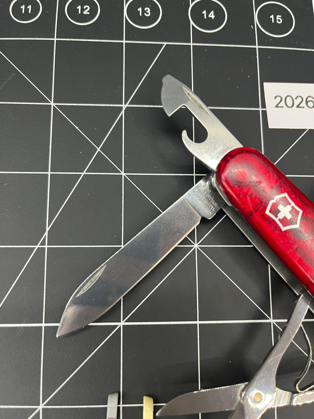 Victorinox Huntsman Swiss Army knife Translucent Ruby Red Pin Clean