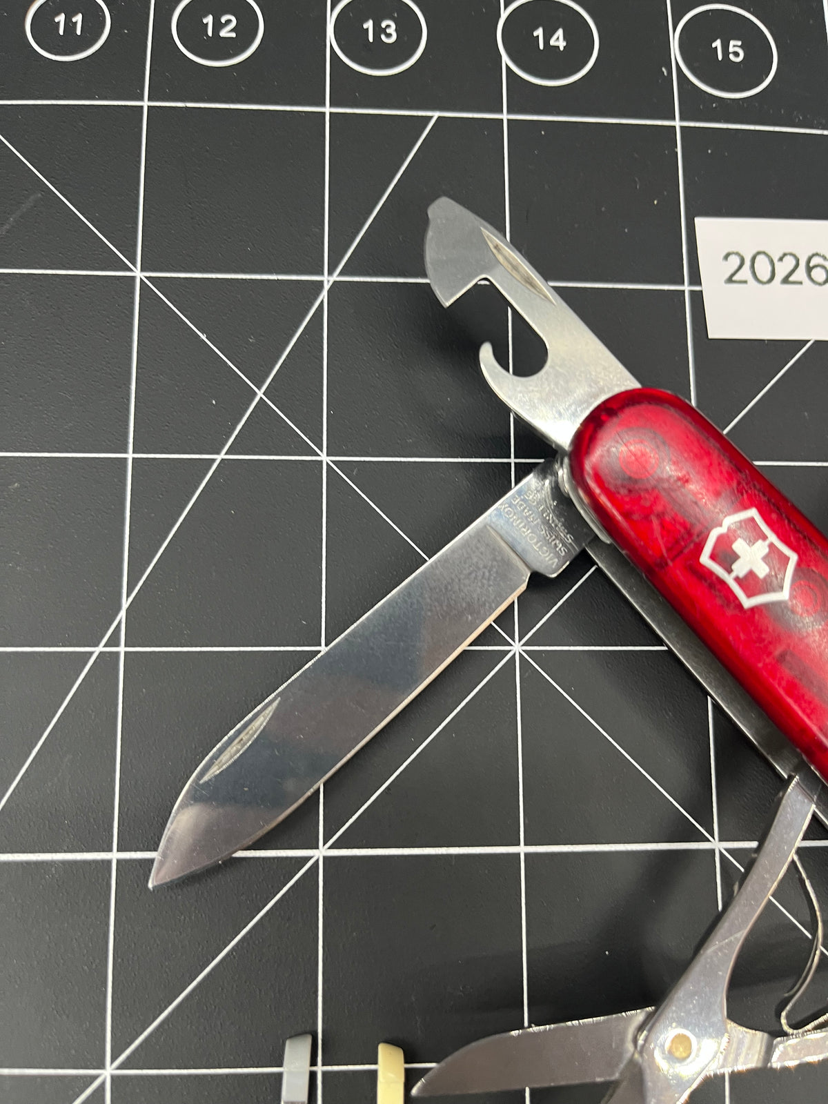 Victorinox Huntsman Swiss Army knife Translucent Ruby Red Pin Clean