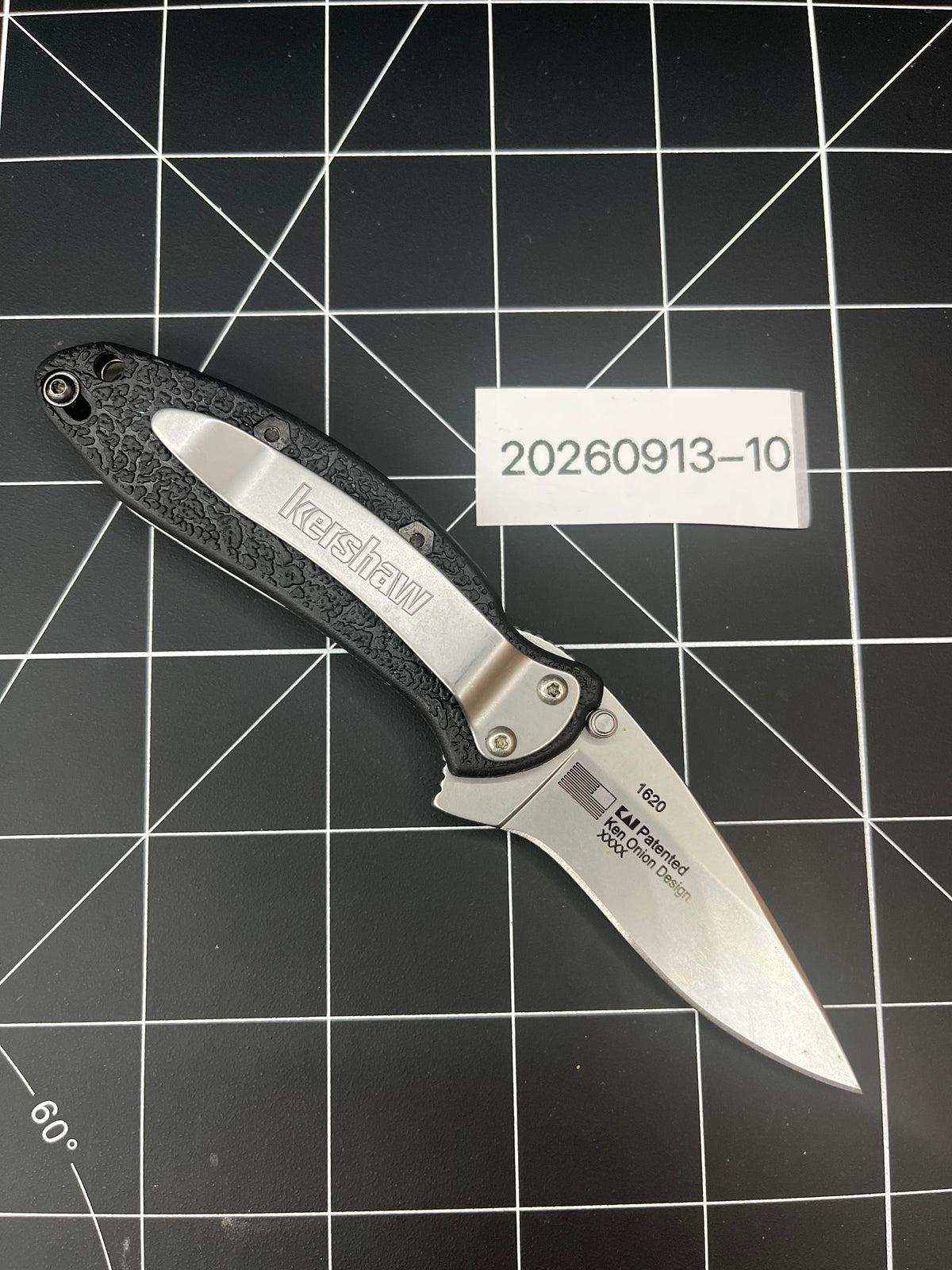 Kershaw 1620 Scallion Pocket Knife - Black - Assisted Plain Blade - Liner Lock