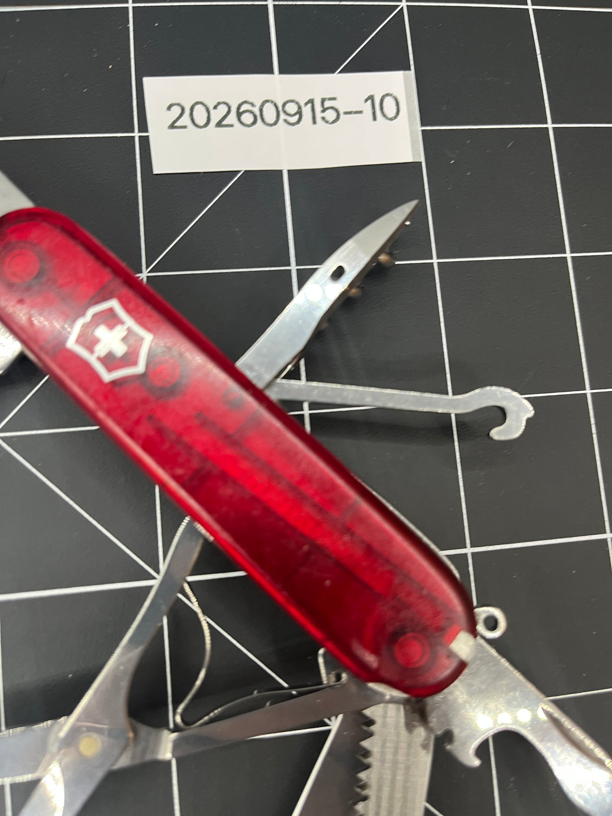 Victorinox Huntsman Swiss Army knife Translucent Ruby Red Pin Clean