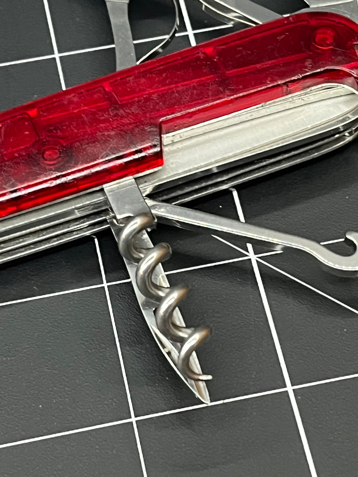 Victorinox Huntsman Swiss Army knife Translucent Ruby Red Pin Clean