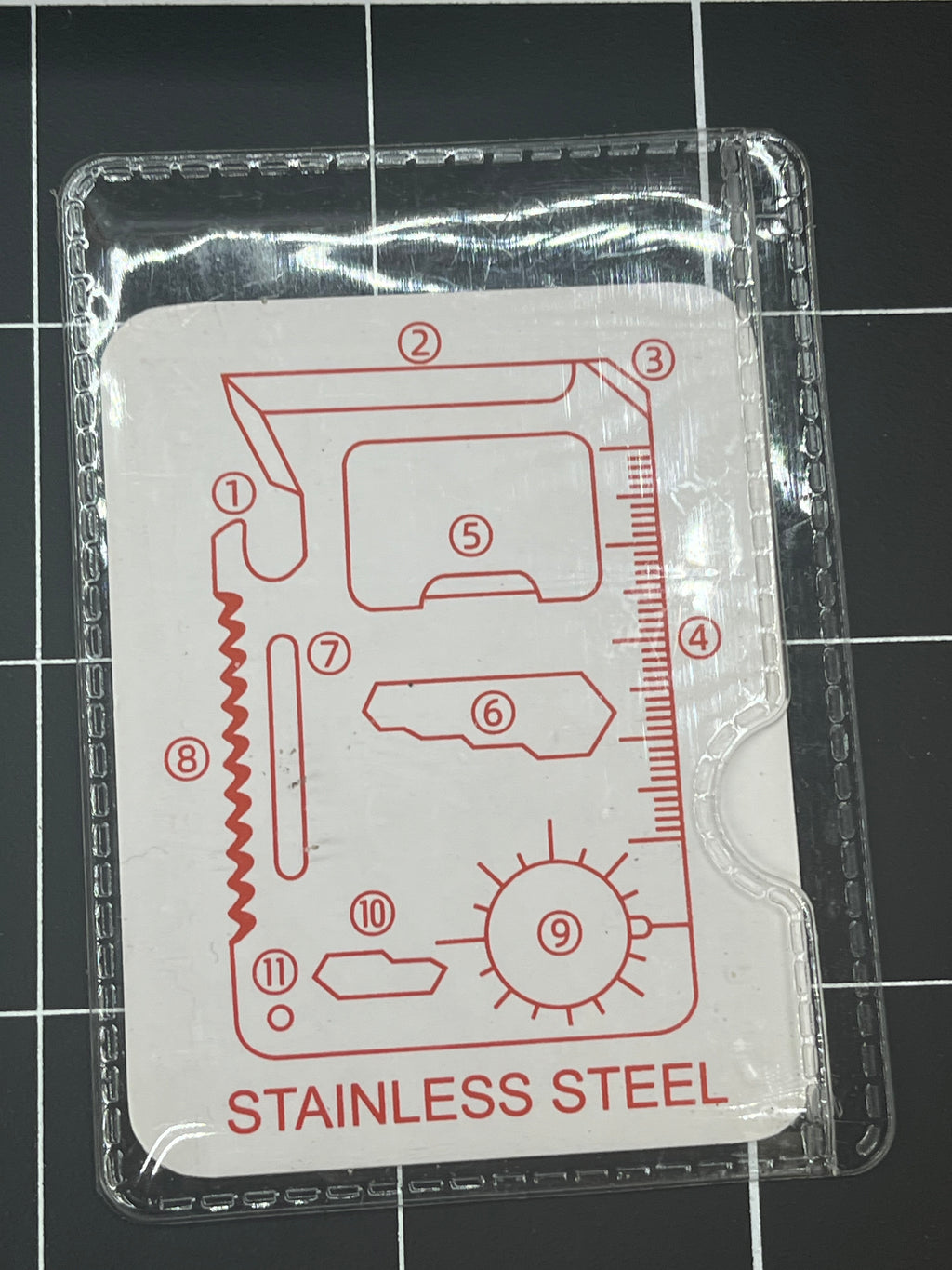 1 Pcs Stainless Steel Credit Card Tool 11 in 1 Multi Pocket Survival Camping Tool