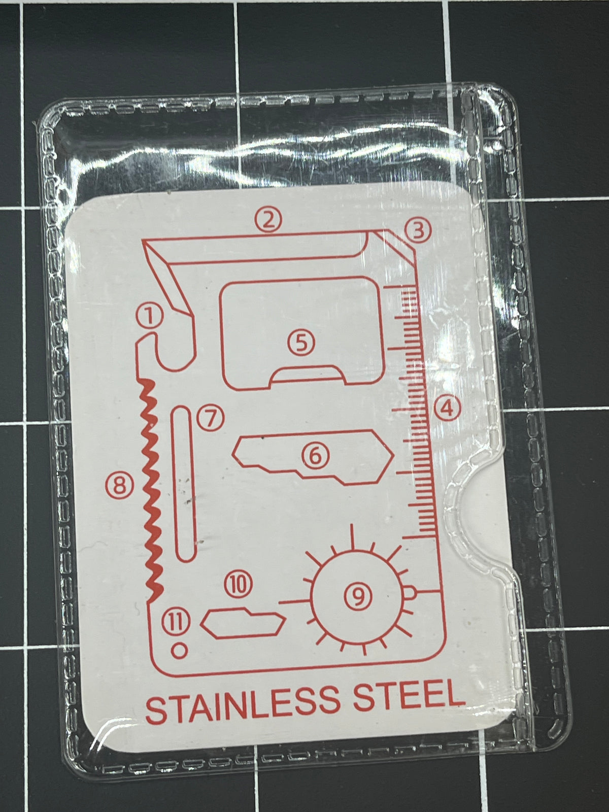 1 Pcs Stainless Steel Credit Card Tool 11 in 1 Multi Pocket Survival Camping Tool
