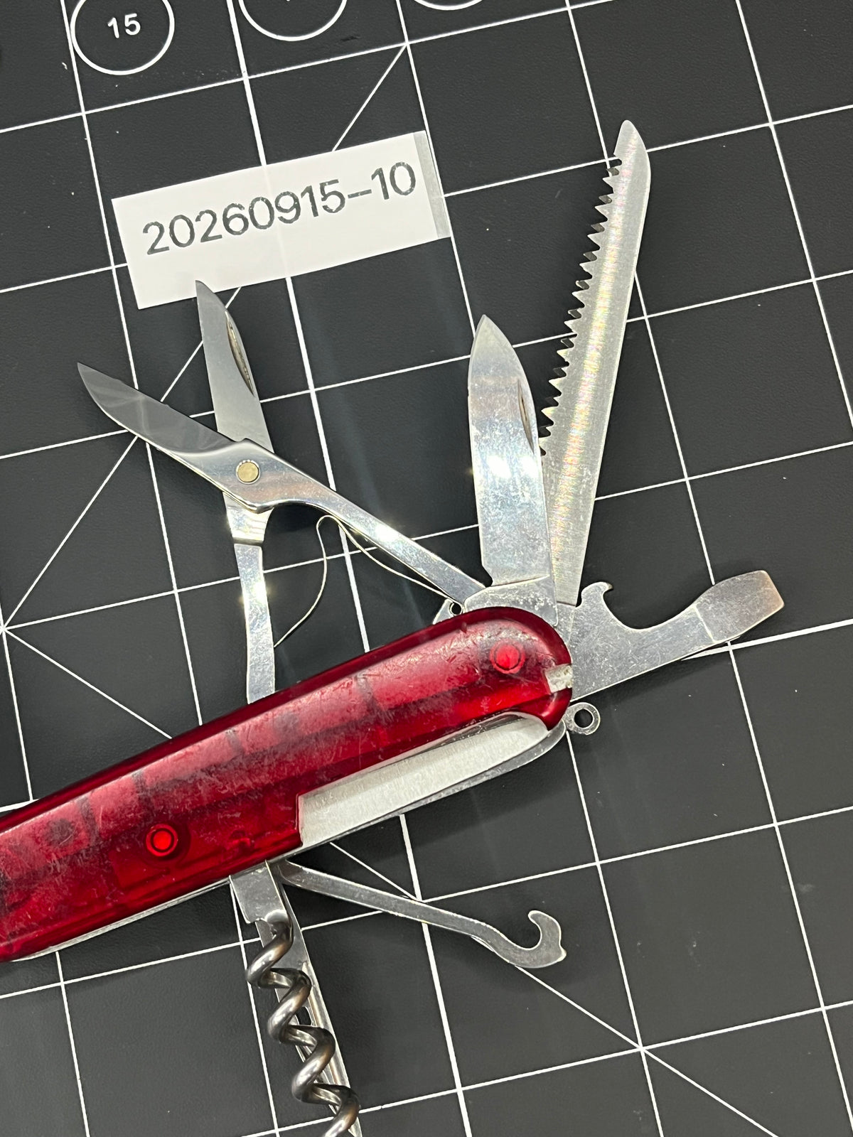 Victorinox Huntsman Swiss Army knife Translucent Ruby Red Pin Clean