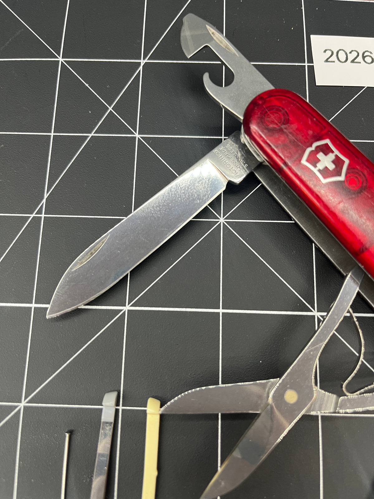 Victorinox Huntsman Swiss Army knife Translucent Ruby Red Pin Clean