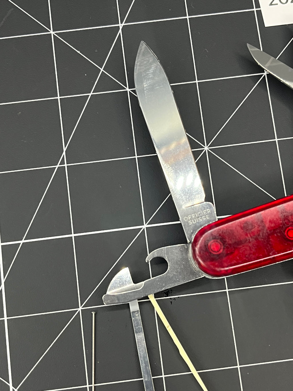 Victorinox Huntsman Swiss Army knife Translucent Ruby Red Pin Clean